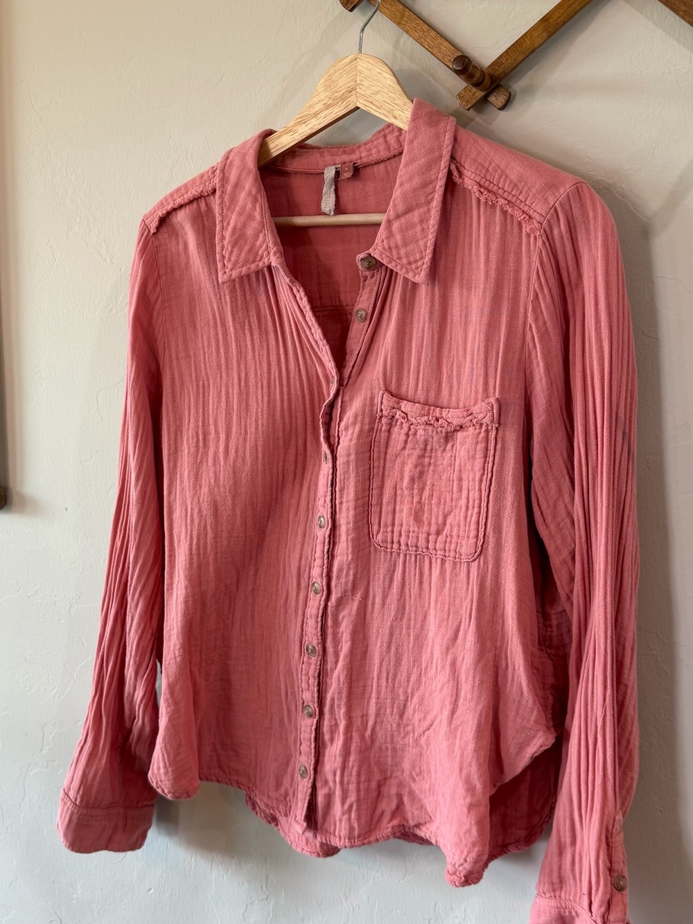 Pilcro Washed Rose Pink Button-Up Shirt